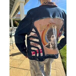✨ Jimi Hendrix Upcycled Denim Jacket– One Size Shuggie Fierce Designs ✨QUICKSHIP